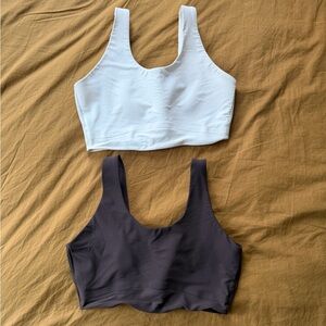 White and Brown Scoop-neck Sports Bras